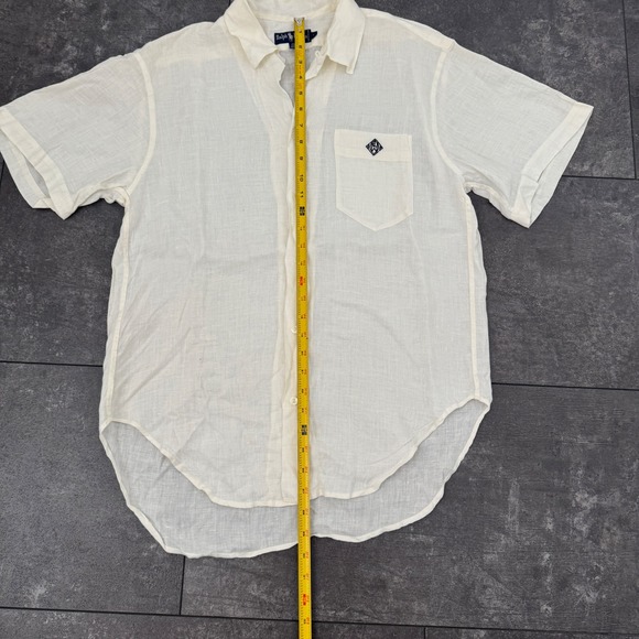 Vintage Ralph Lauren Linen Button Down Shirt Short Sleeve Cream Women Size 8 - Picture 7 of 7